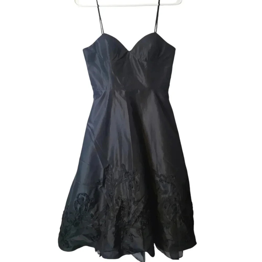 LAUNDRY BY SHELLI SEGAL Black SILK LBD Rockabilly tulle formal party dress 2